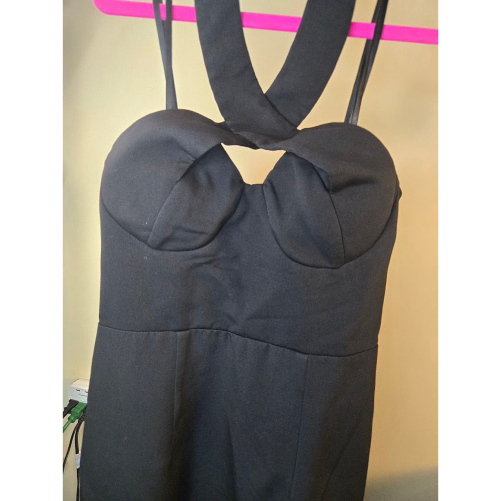 Women's BARIANO Black Halter Neck Maxi Dress L - Picture 5 of 16